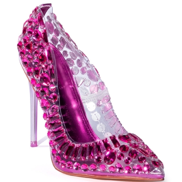"FUTURISTIC SAS" Glamorous Pink Embellished Heels - Picture 3 of 4